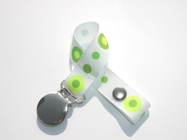 Green Retro Small Dots Pacifier Holder-Green Retro Small Dots Pacifier Holder