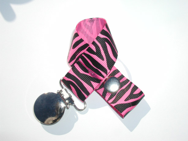 Zebra Hot Pink Pacifier Holder-Zebra Hot Pink Pacifier Holder