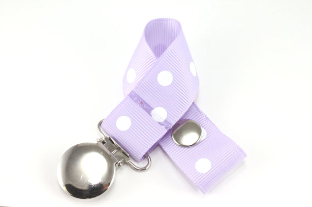 Lt. Orchid w/ White Polka Dots Pacifier Holder-Lt. Orchid w/ White Polka Dots Pacifier Holder