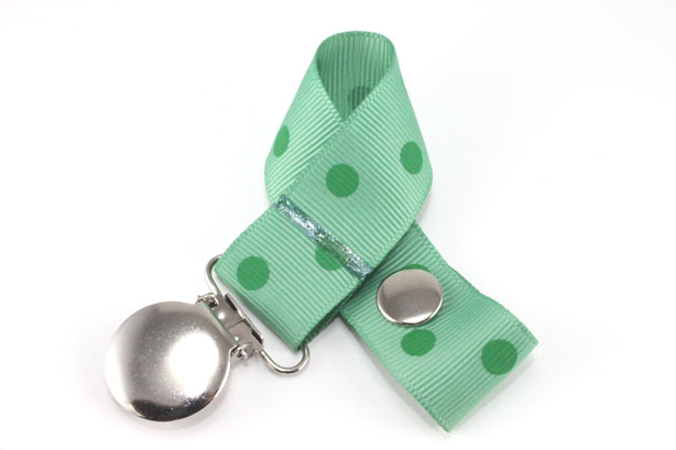 Sage Green w/ Green Polka Dots Pacifier Holder-Sage Green w/ Green Polka Dots Pacifier Holder