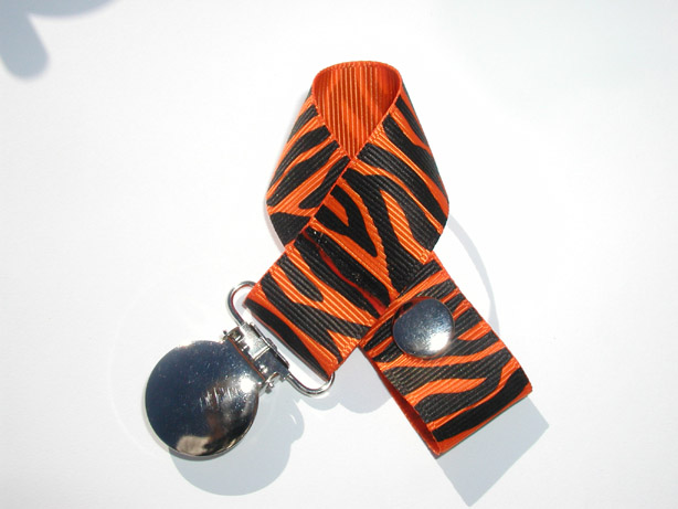 Zebra Torrid Orange Pacifier Holder-Zebra Torrid Orange Pacifier Holder