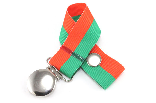 Emerald/Orange Bi-Stripe Pacifier Holder-Emerald/Orange Bi-Stripe Pacifier Holder