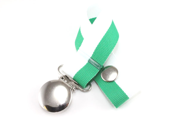 Emerald/White Bi-Stripe Pacifier Holder-Emerald/White Bi-Stripe Pacifier Holder