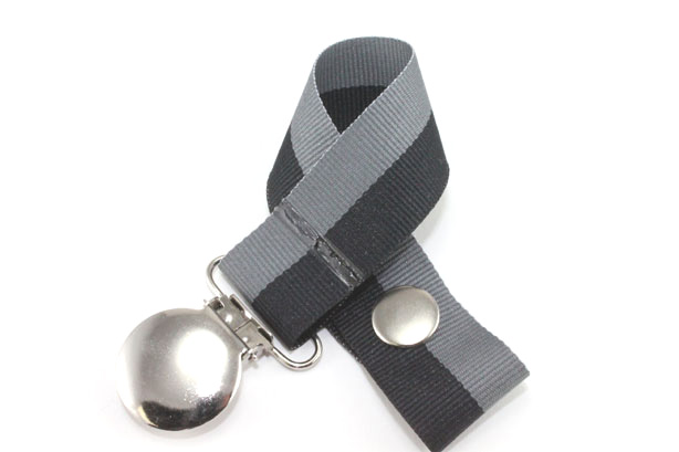 Gray/Black Bi-Stripe Pacifier Holder-Gray/Black Bi-Stripe Pacifier Holder