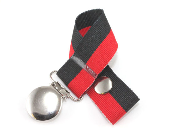 Red/Black Bi-Stripe Pacifier Holder-Red/Black Bi-Stripe Pacifier Holder