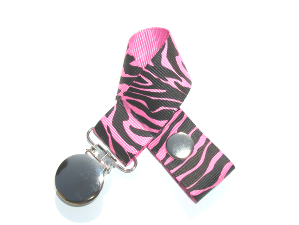 Zebra Hot Pink Background Pacifier Holder-Zebra Hot Pink Background Pacifier Holder