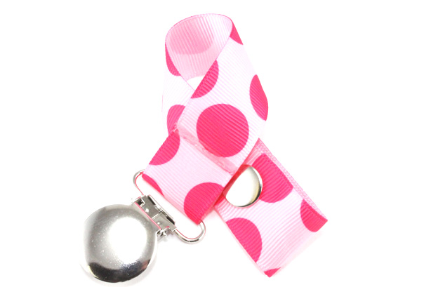 Hot Pink on Pink Dots Pacifier Holder-Hot Pink on Pink Dots Pacifier Holder