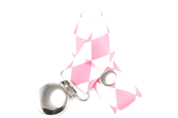Jester Petite Pink on White Pacifier Holder-Jester Petite Pink on White Pacifier Holder