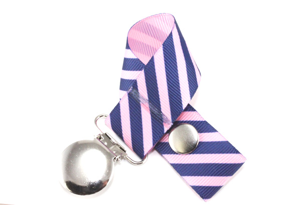 Navy on Pink Stripes Pacifier Holder-Navy on Pink Stripes Pacifier Holder