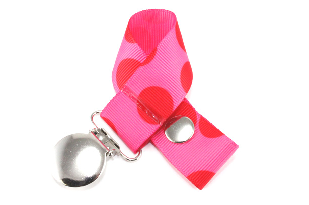 Red on Pink Dots Pacifier Holder-Red on Pink Dots Pacifier Holder